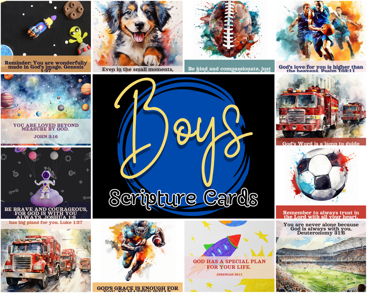 30 Scripture Cards for Inspiration and Strength for Boys